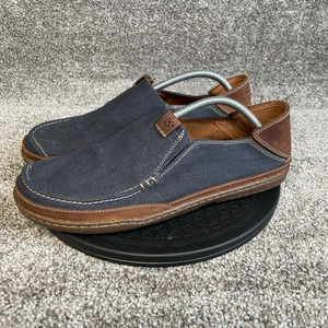 Clarks Mens Trapell Form Loafers Shoes Navy Blue Brown Slip On Size 11